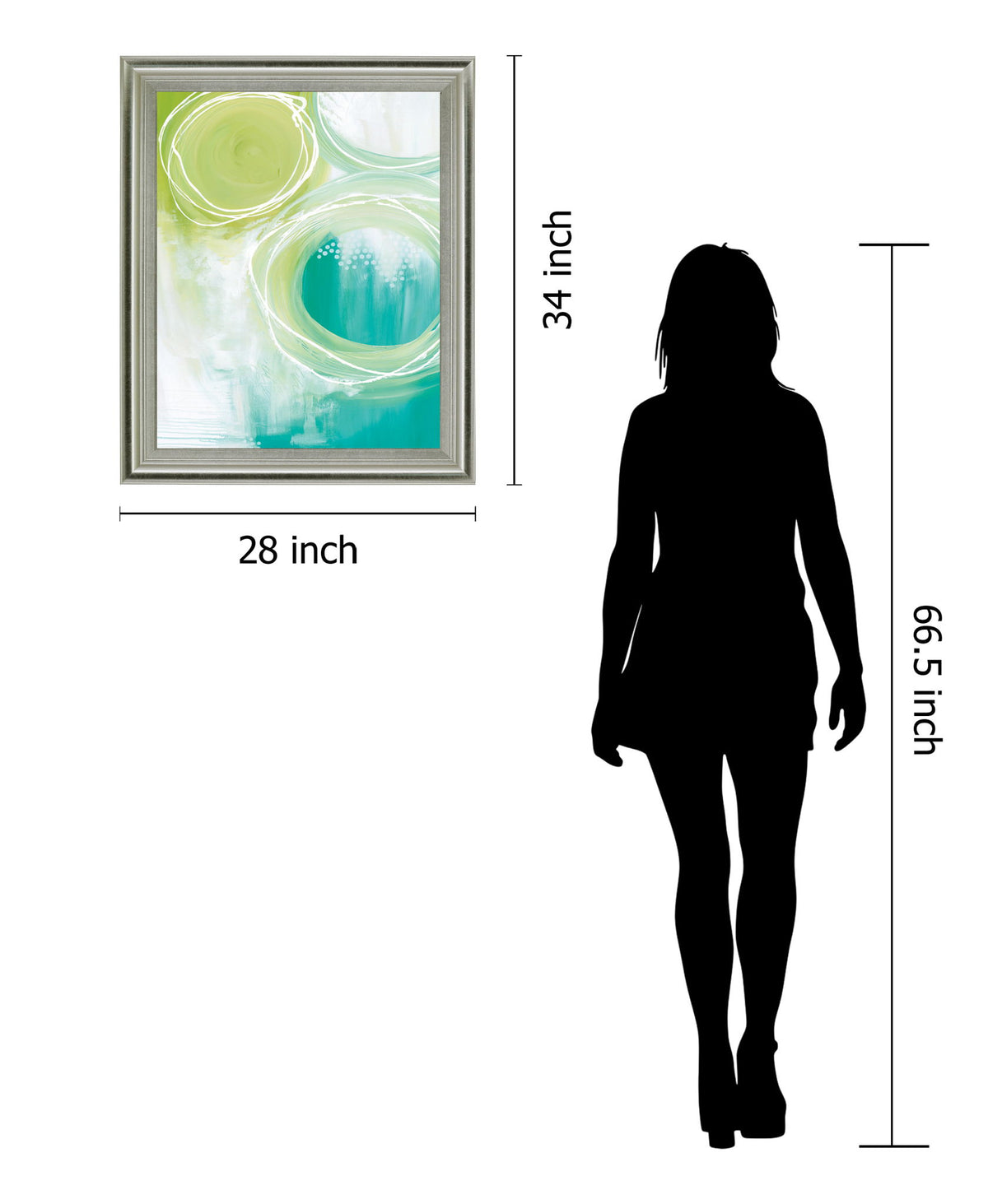 Verdant Orbit - 28" x 34" Framed Wall Art - Light Blue