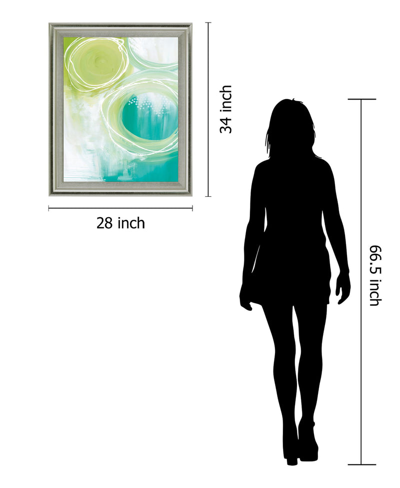Verdant Orbit - 28" x 34" Framed Wall Art - Light Blue