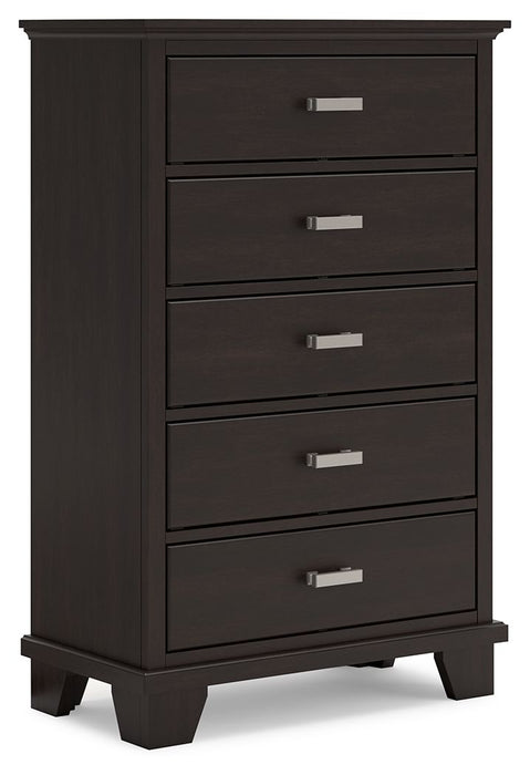 Covetown - Dark Brown - Five Drawer Chest