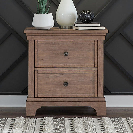 Haven Hills - Nightstand With Charging Station - Camel Beige