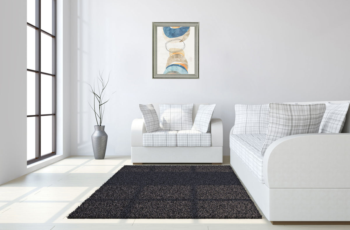 Stacked Serene Shapes - 28" x 34" Framed Wall Art - Beige