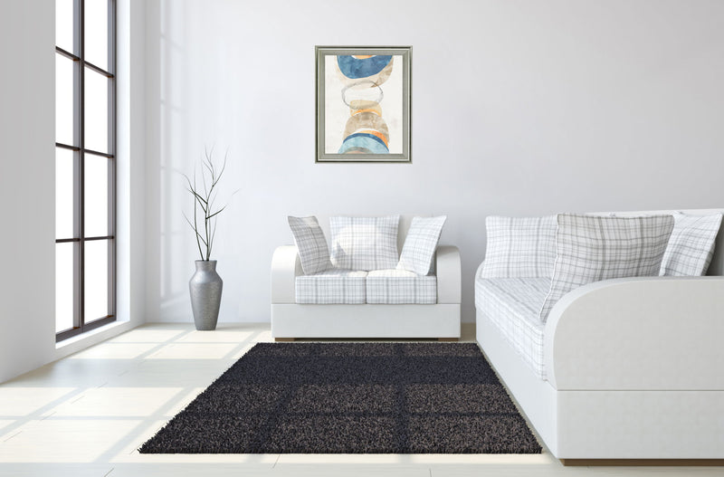 Stacked Serene Shapes - 28" x 34" Framed Wall Art - Beige