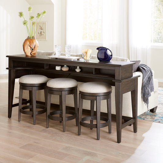 Mill Creek - 4 Piece Console Set (Bar Console & 3 Stools) - Peppercorn