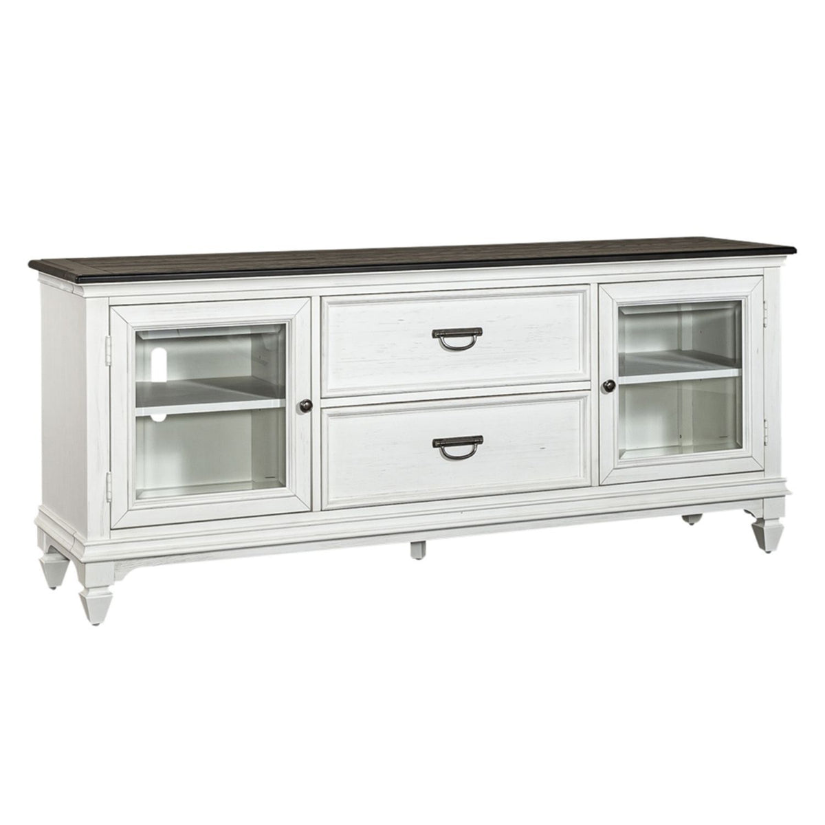 Allyson Park - Entertainment TV Stand - Wirebrushed White / Charcoal
