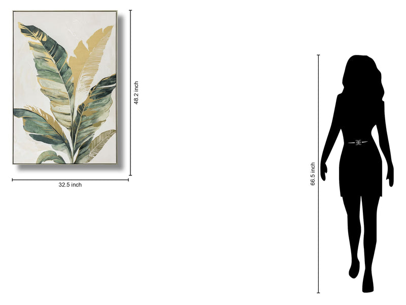 Emerald Palm Whispers - 33" x 48" Framed Wall Art - Green