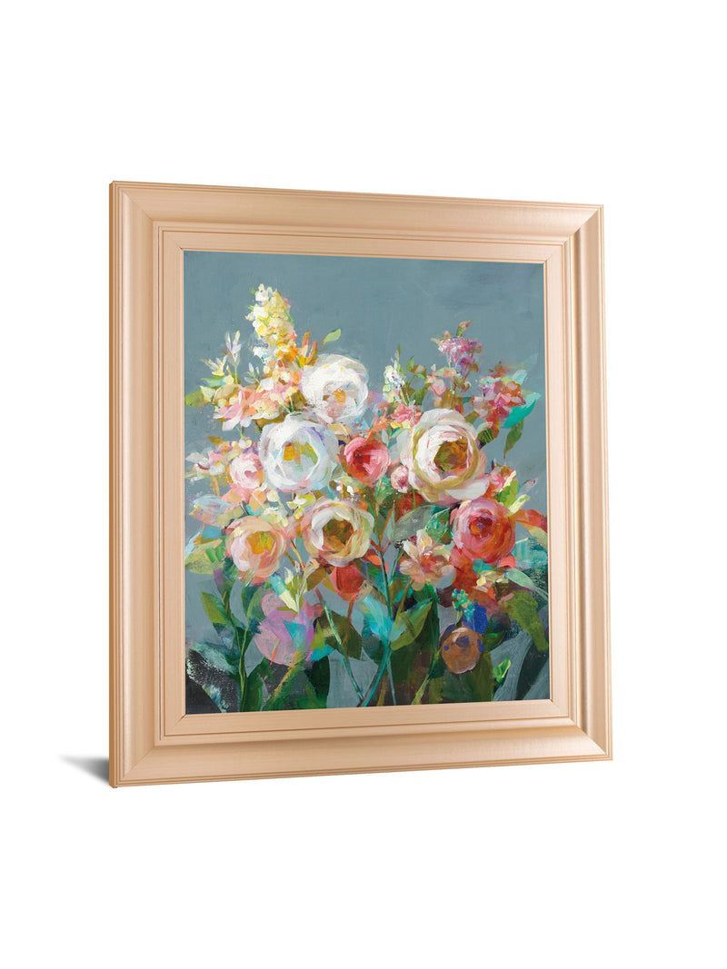 Joy Of The Garden I By Danhui Nai - Framed Print Wall Art - Light Blue