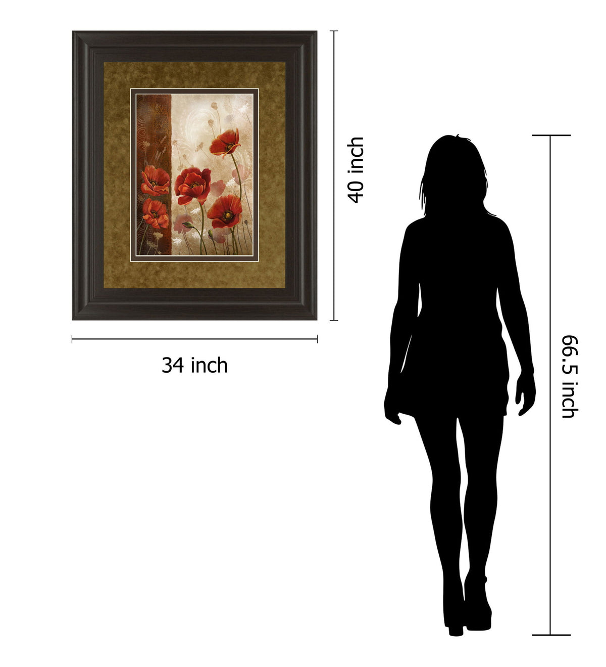 Wild Poppies I By Conrad Knutsen - Framed Print Wall Art - Light Brown