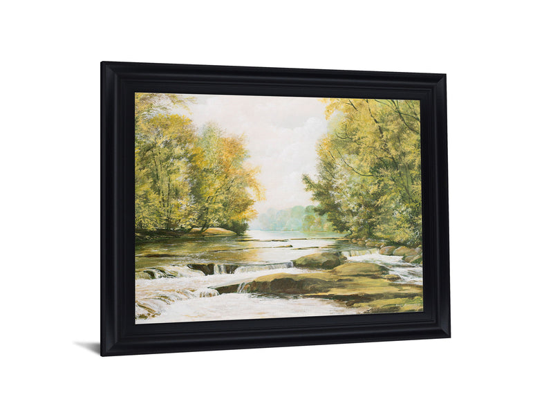 Sunlit Brook Serenity - 28" x 34" Framed Wall Art - Green