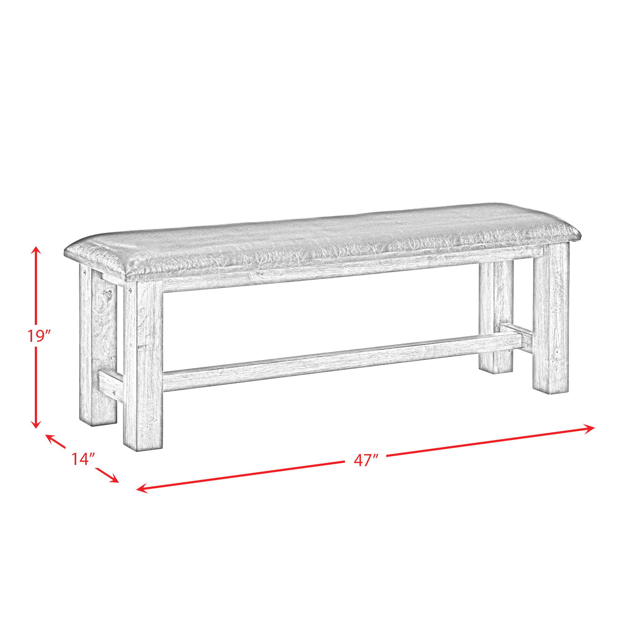 Nathan - Bench With PU Padded Seat - Gray Oak