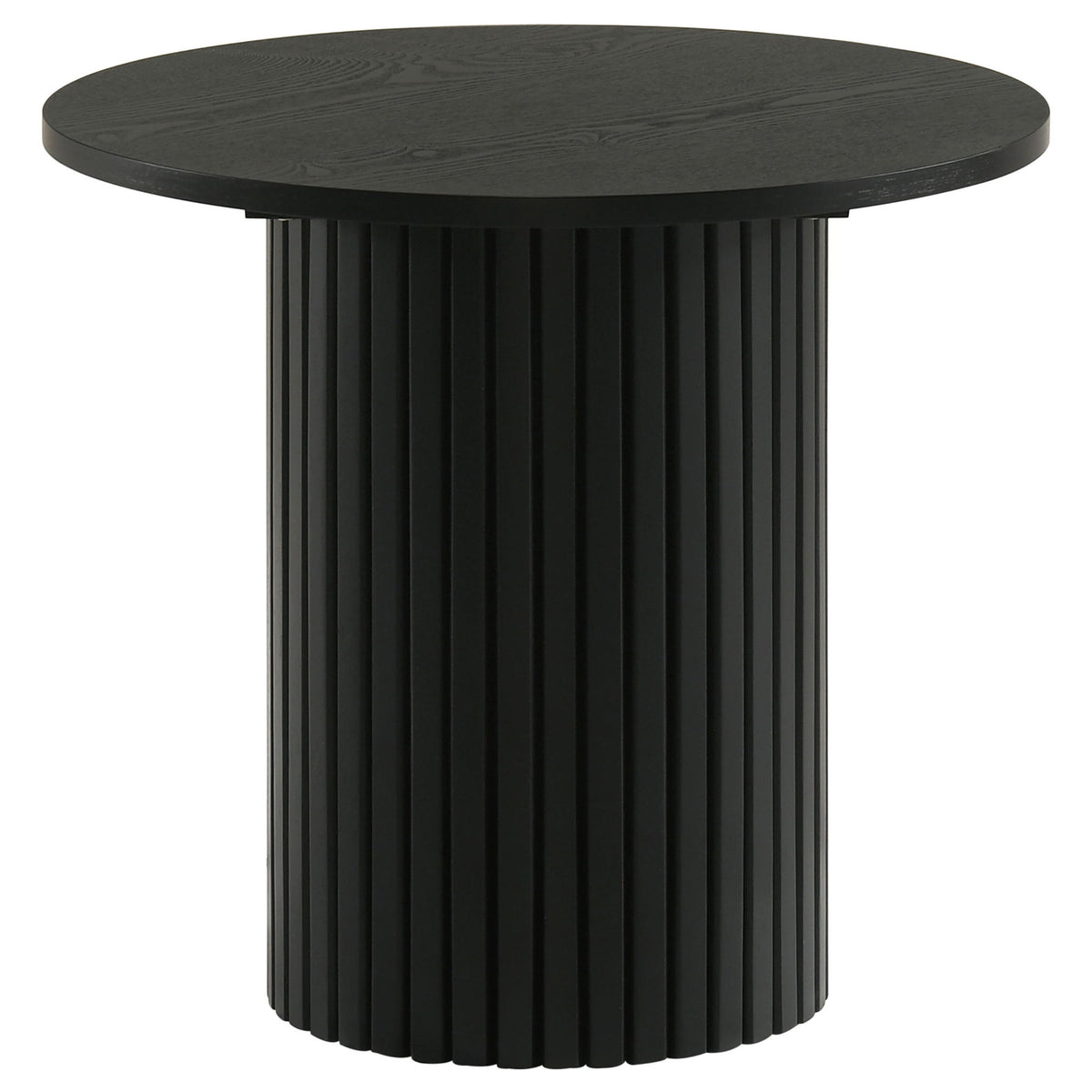 Hamlyn 2-piece Round Fluted Coffee and End Table Set Black