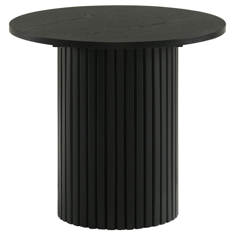 Hamlyn 2-piece Round Fluted Coffee and End Table Set Black