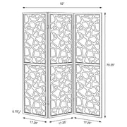 Nailan 3-Panel Room Divider Folding Screen Black Open Mosaic