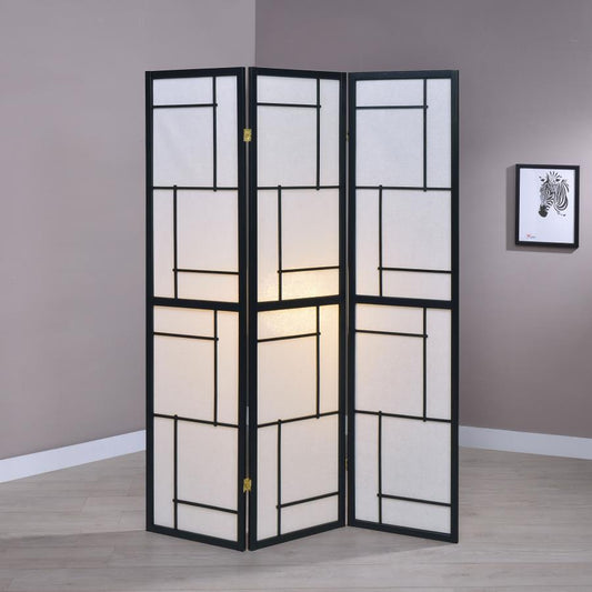 Damis 3-Panel Room Divider Folding Shoji Screen Black Default Title