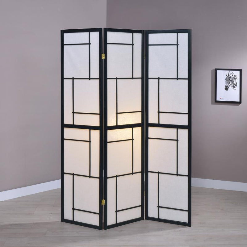 Damis 3-Panel Room Divider Folding Shoji Screen Black Default Title