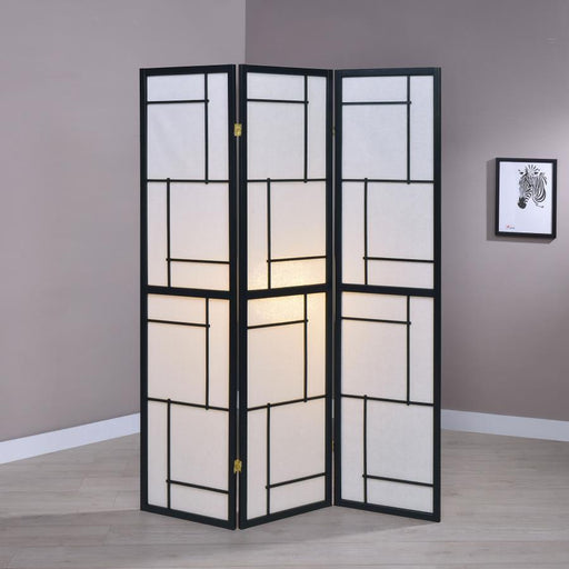 Damis 3-Panel Room Divider Folding Shoji Screen Black Default Title