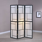 Damis 3-Panel Room Divider Folding Shoji Screen Black