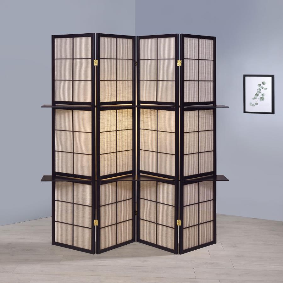 Iggy 4-Panel Room Divider Folding Shoji Screen Cappuccino Default Title