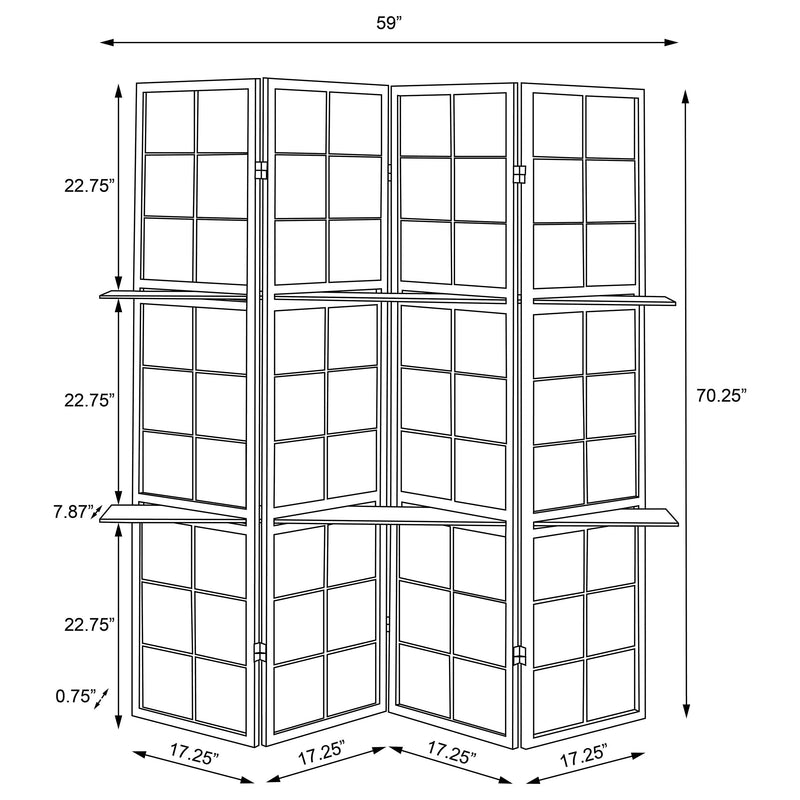 Iggy 4-Panel Room Divider Folding Shoji Screen Cappuccino