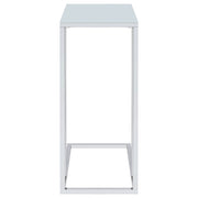 Stella White Glass Top C-Shaped Sofa Side Table Chrome