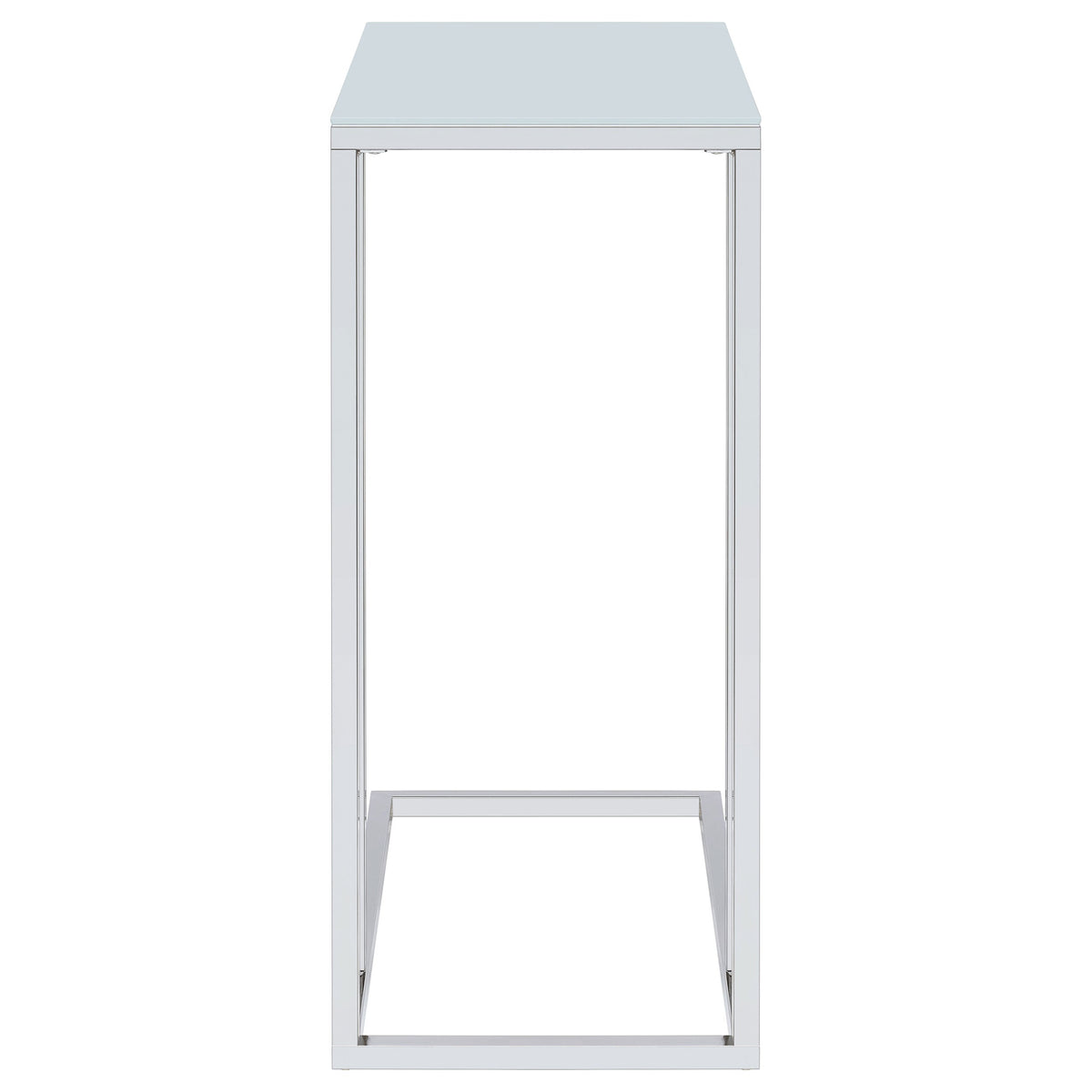 Stella White Glass Top C-Shaped Sofa Side Table Chrome