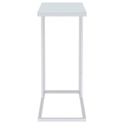 Stella White Glass Top C-Shaped Sofa Side Table Chrome