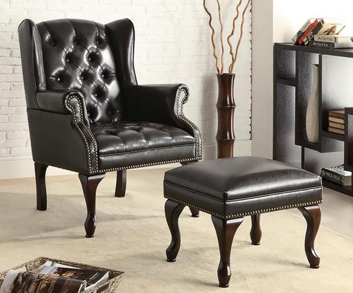 Roberts Upholstered Wingback Chair and Ottoman Set Black Default Title