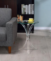 Laning Round Glass Top Acrylic Side Table Clear Default Title