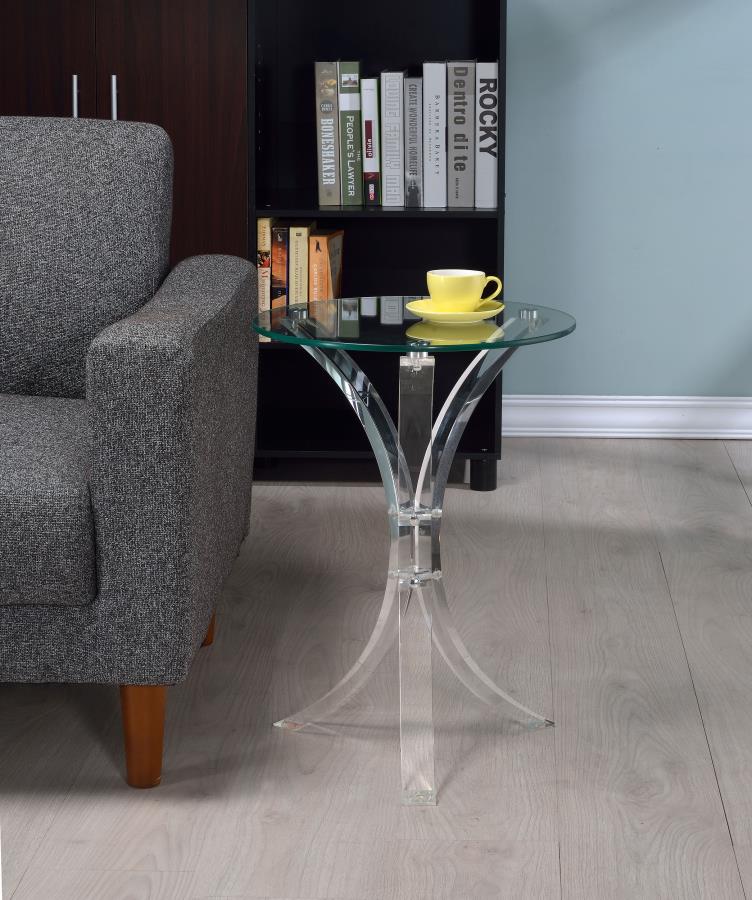 Laning Round Glass Top Acrylic Side Table Clear Default Title