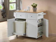 Jalen 3-door Mobile Kitchen Cart Natural Brown and White Default Title