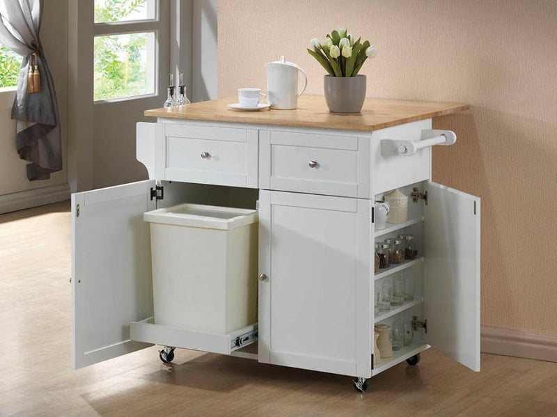 Jalen 3-door Mobile Kitchen Cart Natural Brown and White Default Title