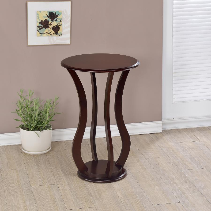 Elton Round Faux Marble Top Plant Stand Cherry