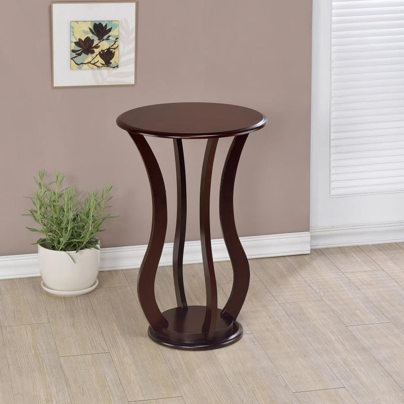 Elton Round Faux Marble Top Plant Stand Cherry