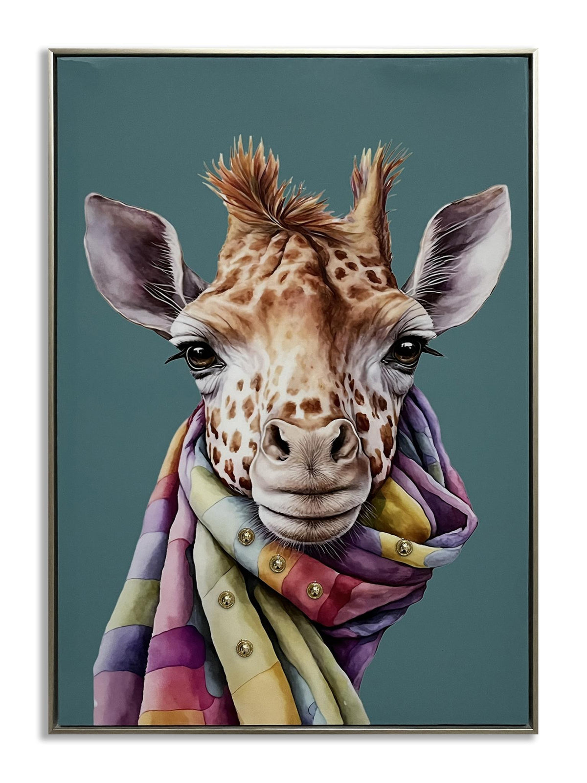 Whimsical Giraffe Chic - 21" x 29" Framed Wall Art - Blue