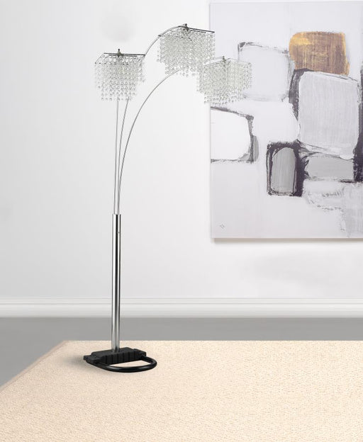 Miriam 90-inch Hanging Crystal Arc Floor Lamp Chrome Default Title