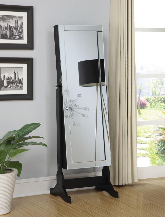 Cortez Cheval Mirror with Jewelry Storage Black Default Title