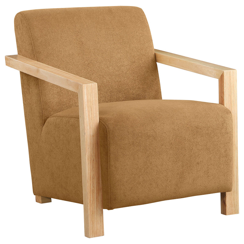 Diego Upholstered Accent Arm Chair with Wood Arms