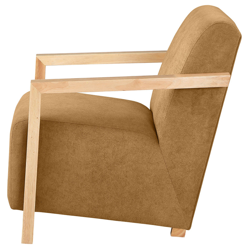 Diego Upholstered Accent Arm Chair with Wood Arms
