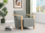 Diego Upholstered Accent Arm Chair with Wood Arms