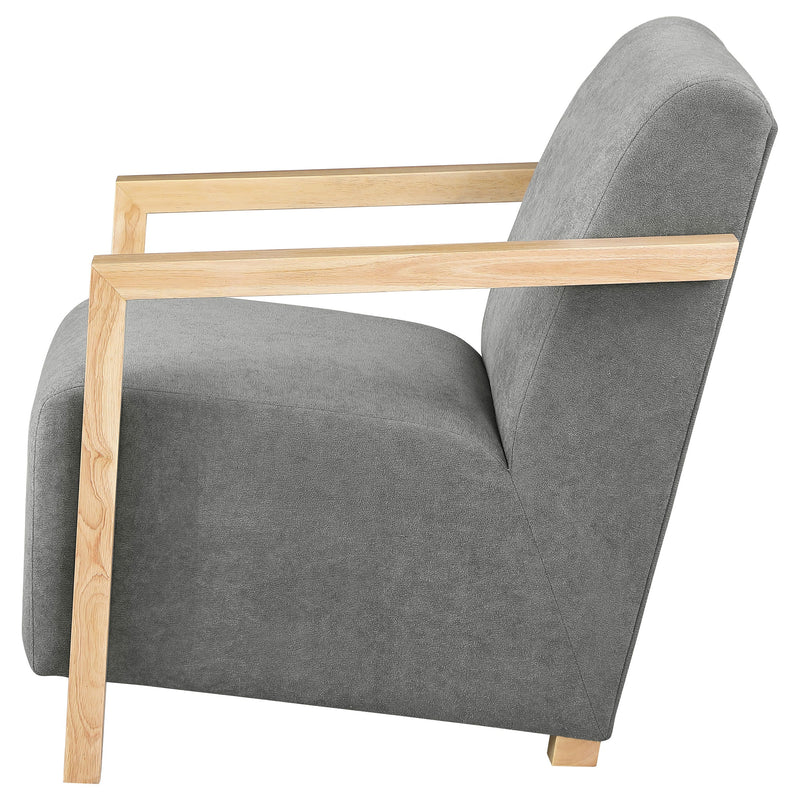 Diego Upholstered Accent Arm Chair with Wood Arms