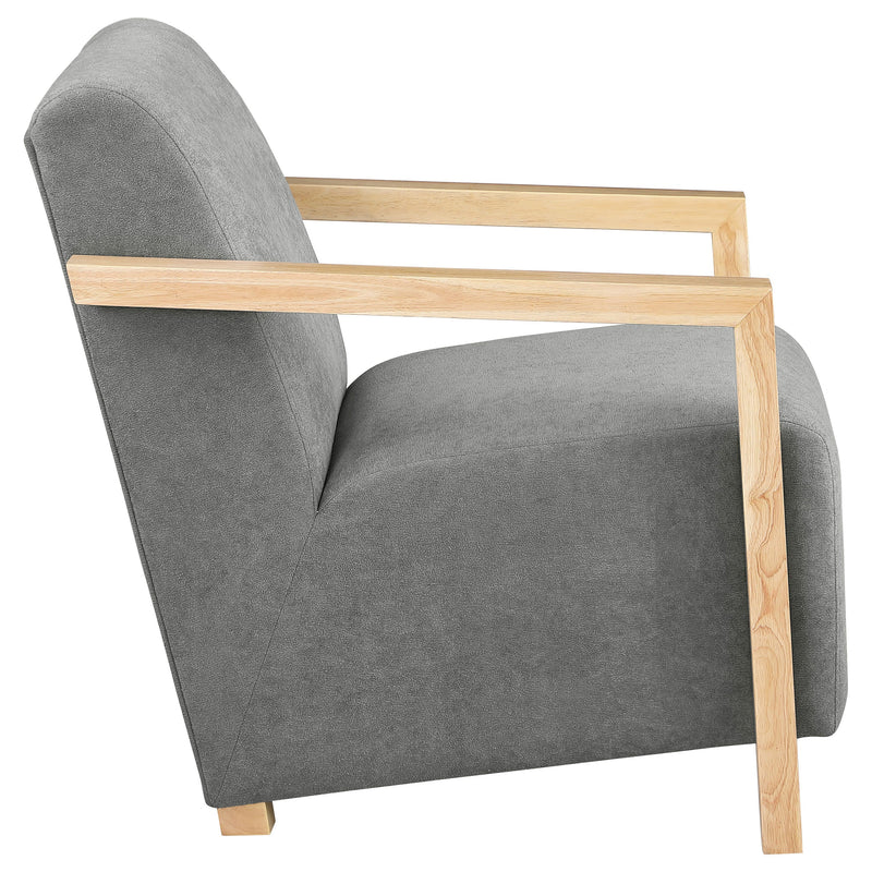 Diego Upholstered Accent Arm Chair with Wood Arms