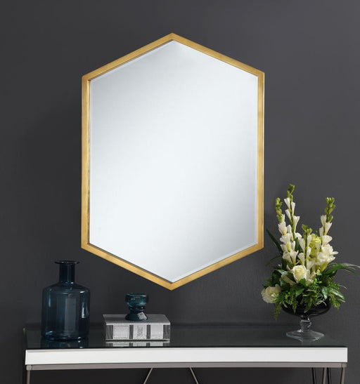 Bledel 24 x 34 Inch Hexagonal Wall Mirror Gold Default Title