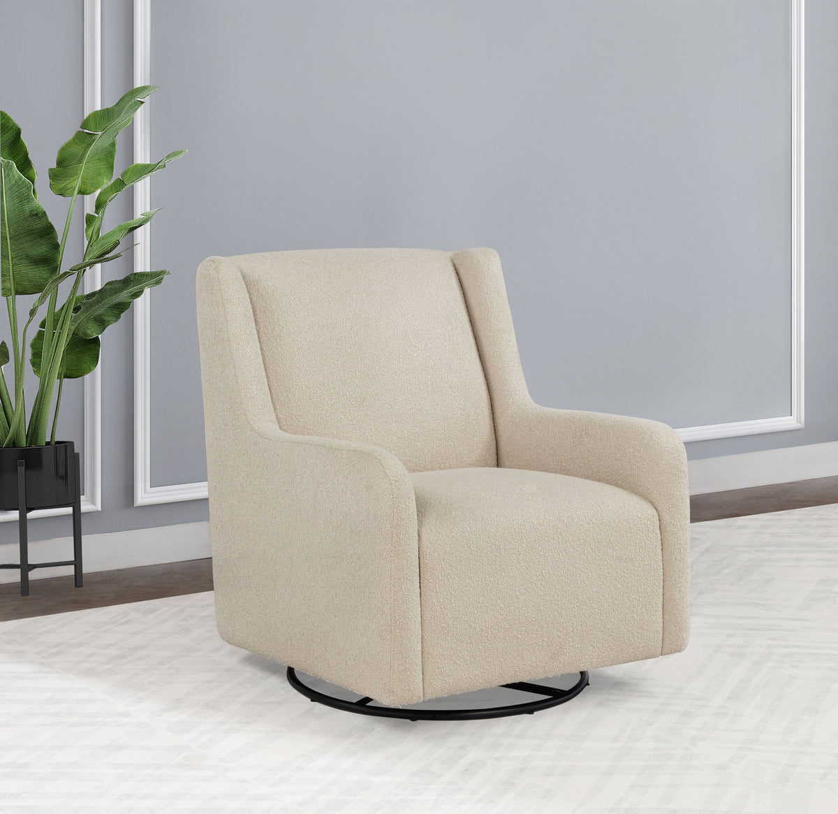 Serra Boucle Upholstered Swivel Glider
