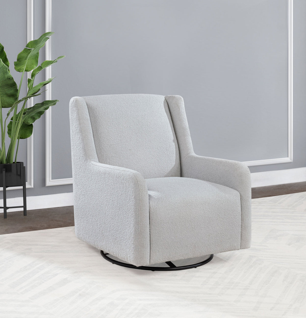Serra Boucle Upholstered Swivel Glider