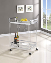 Jefferson 2-tier Glass Shelf Acrylic Bar Cart Chrome Default Title