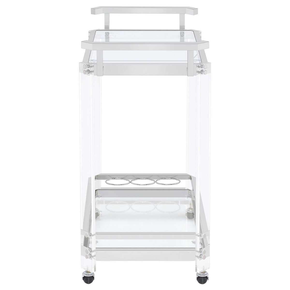 Jefferson 2-tier Glass Shelf Acrylic Bar Cart Chrome