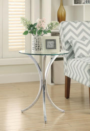 Eloise Round Glass Top Accent Side Table Chrome Default Title