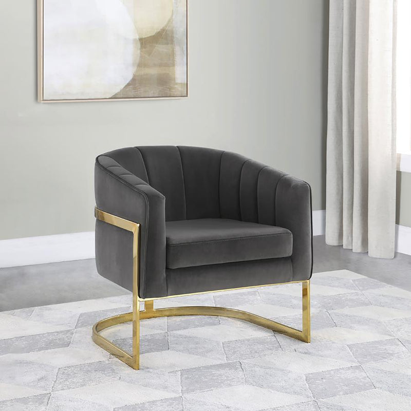 Alamor Upholstered Barrel Back Accent Chair Dark Grey Default Title