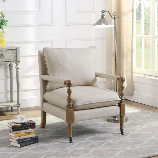 Dempsy Upholstered Accent Chair with Casters Beige Default Title