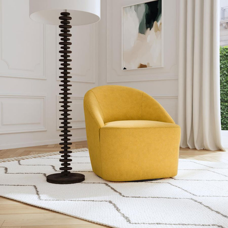 Leon Upholstered Accent Swivel Chair Mustard Yellow