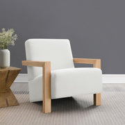Fitzroy Faux Fur Upholstered Chair Solid Wood Arms Ivory